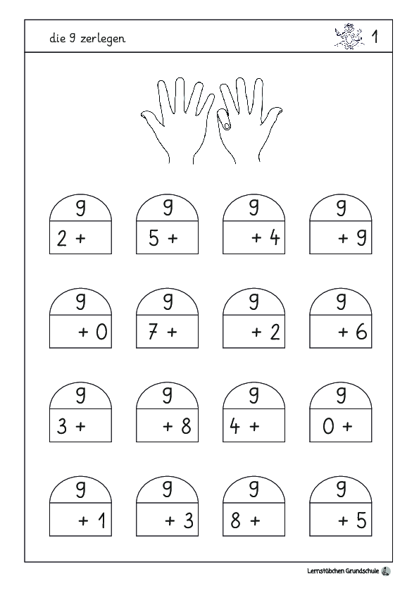 die 9 zerlegen - einfache Zahlenhäuser